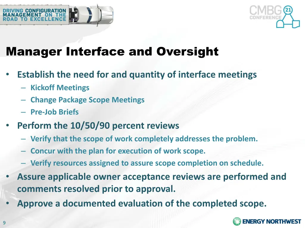 manager interface and oversight