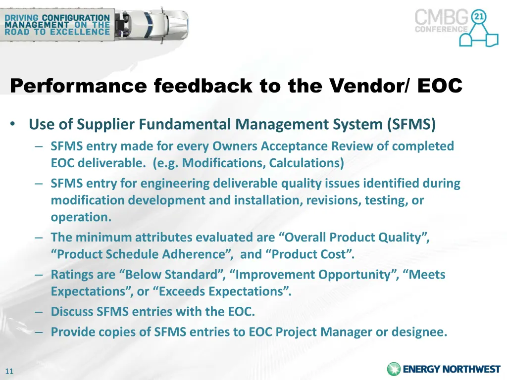 performance feedback to the vendor eoc