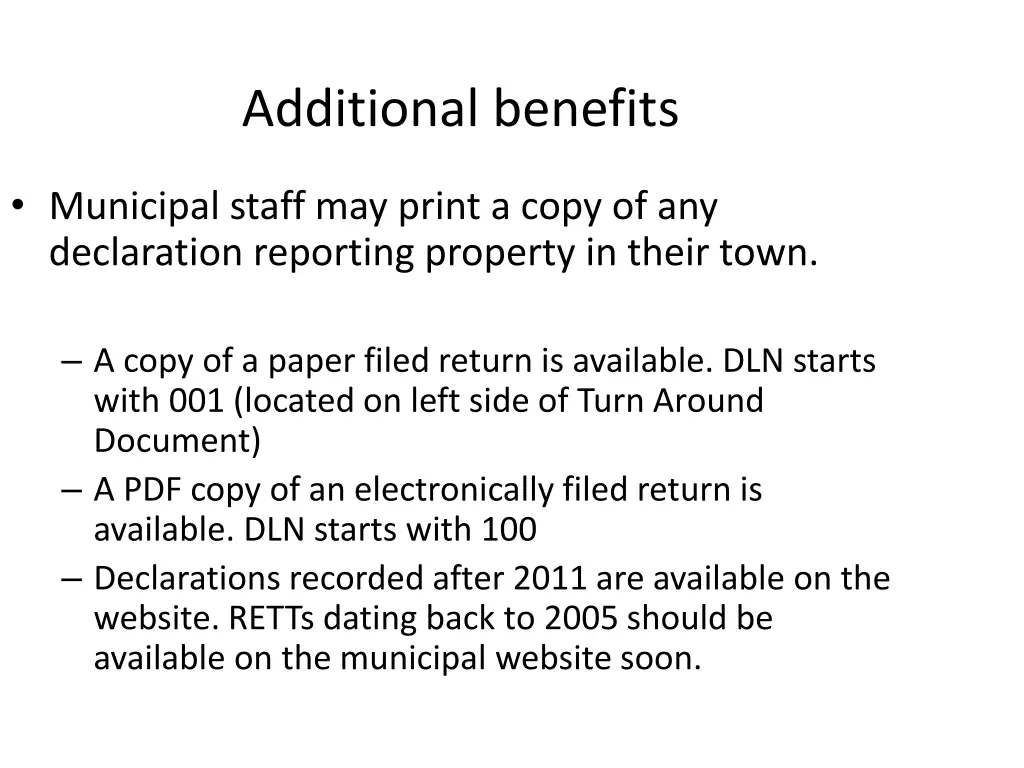 additional benefits