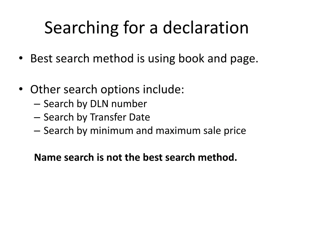 searching for a declaration