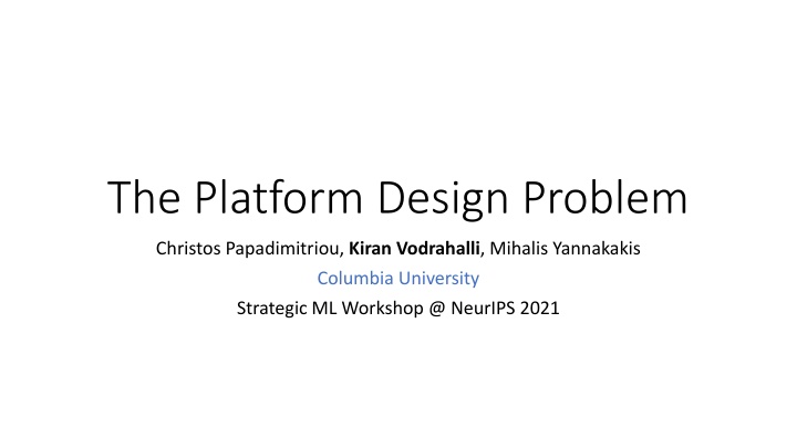 the platform design problem