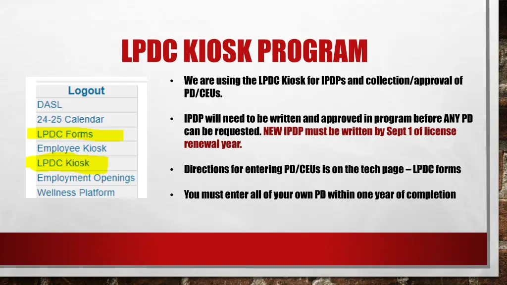 lpdc kiosk program