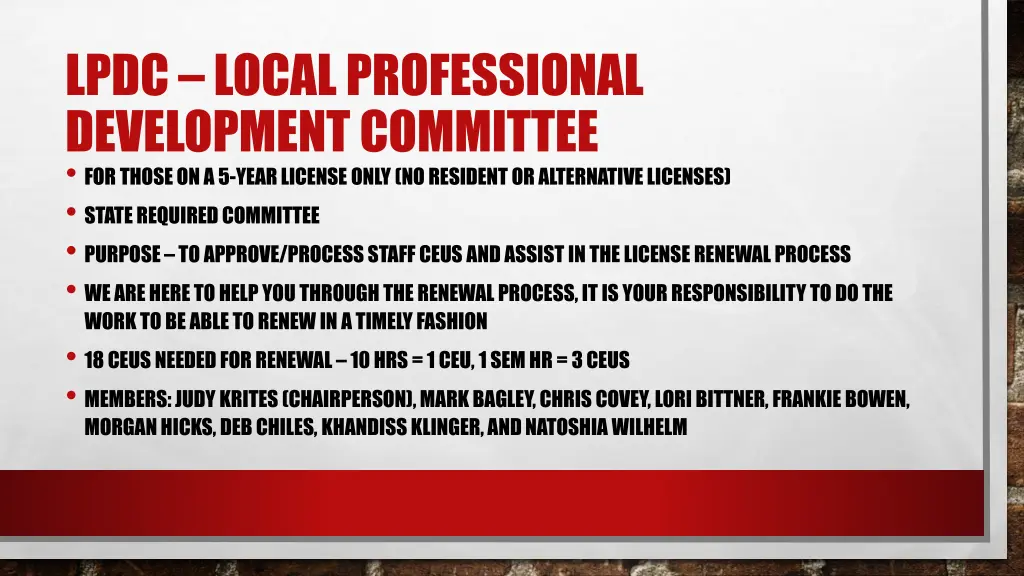 lpdc local professional development committee