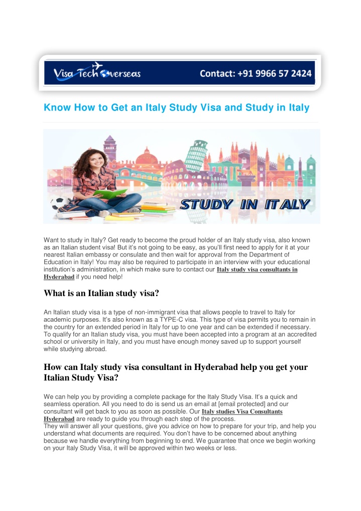 know how to get an italy study visa and study