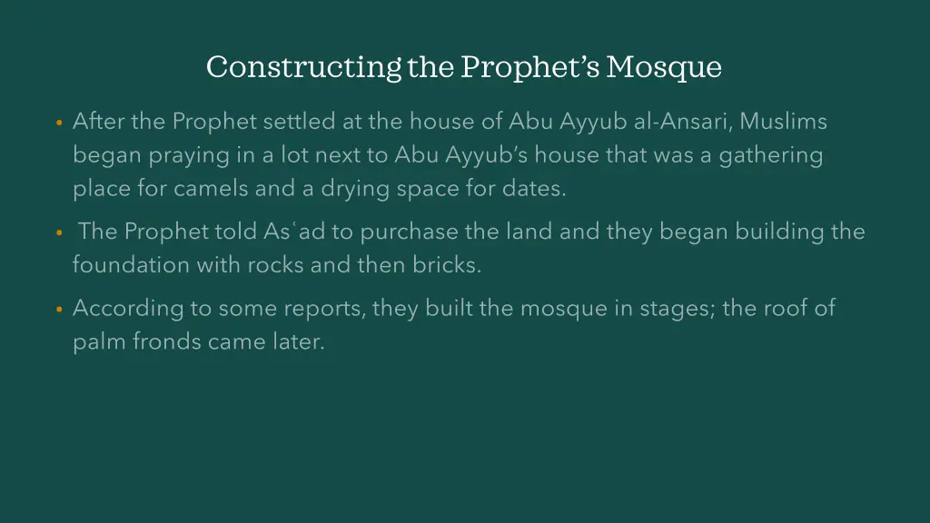 constructing the prophet s mosque