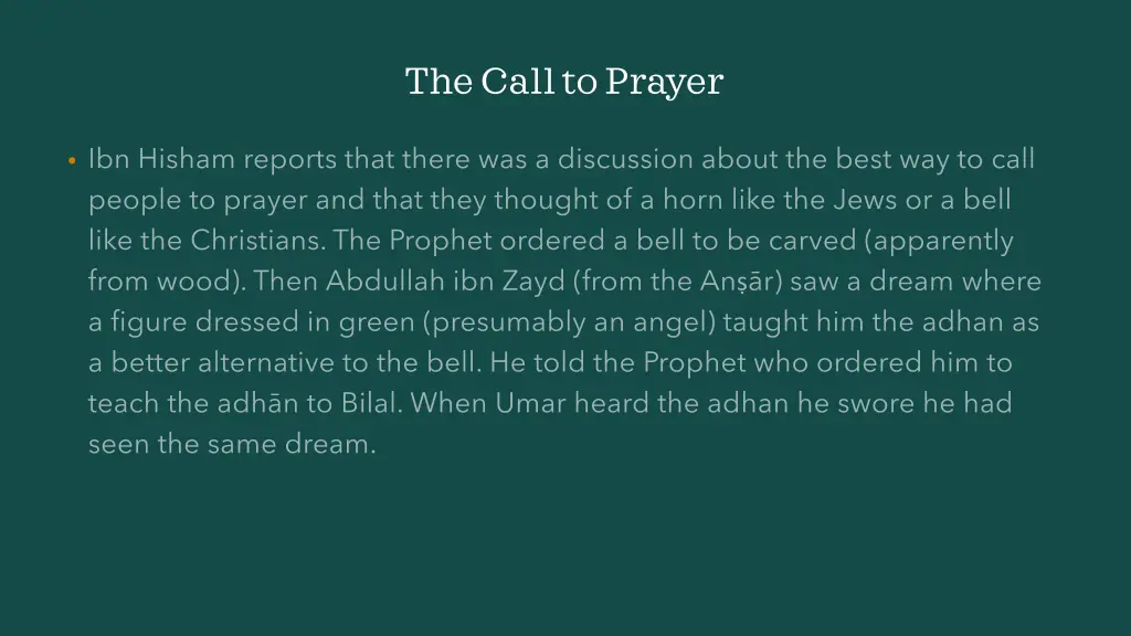 the call to prayer 1
