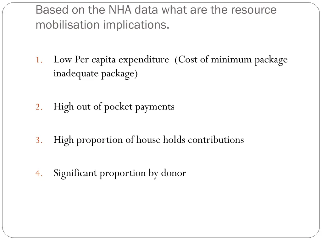 based on the nha data what are the resource