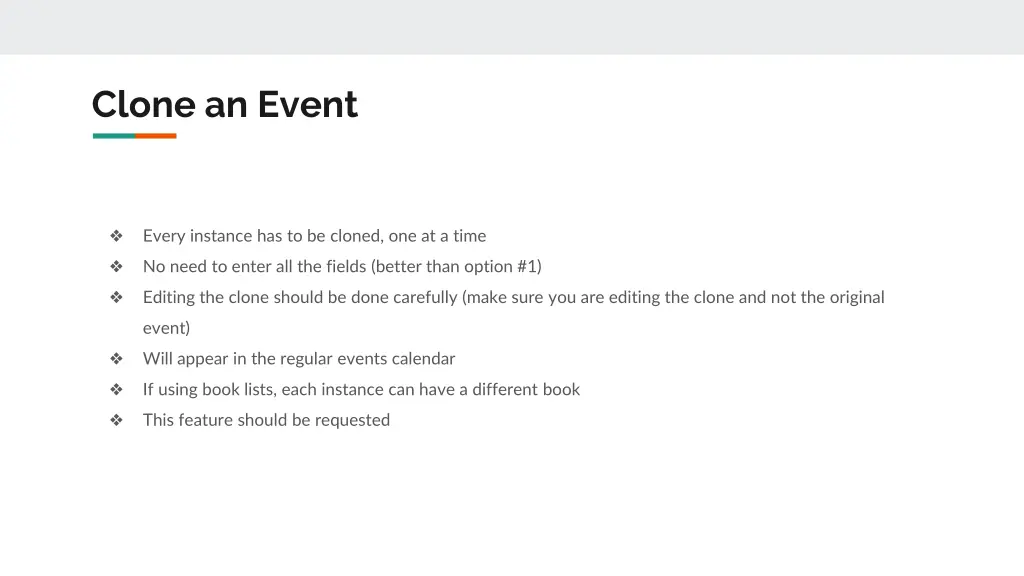 clone an event