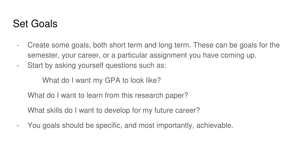 set goals