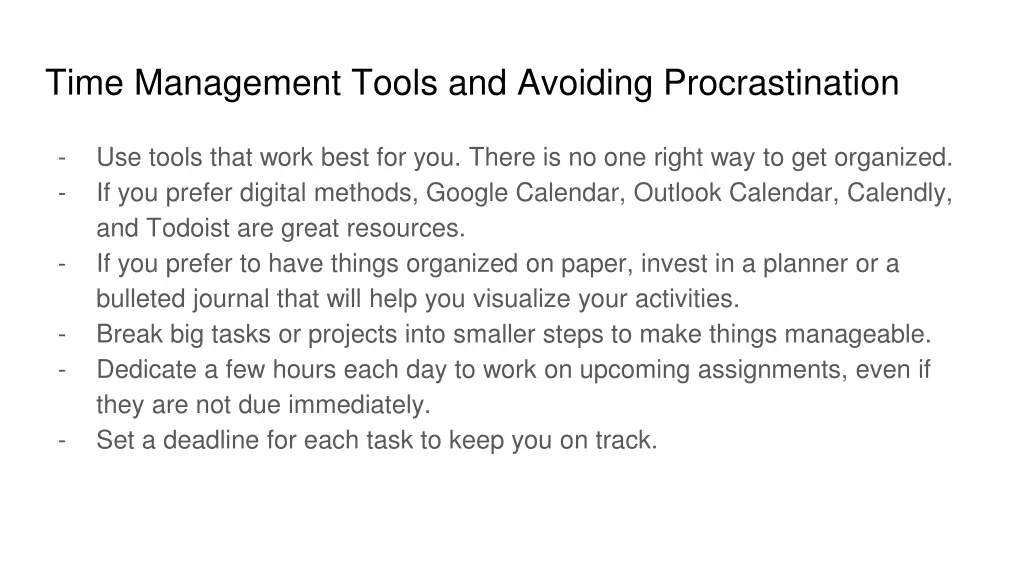 time management tools and avoiding procrastination