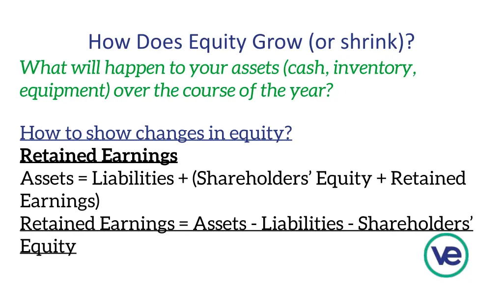 how does equity grow or shrink what will happen