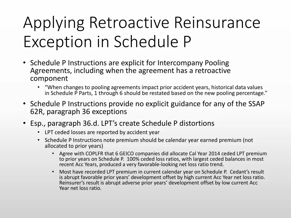 applying retroactive reinsurance exception