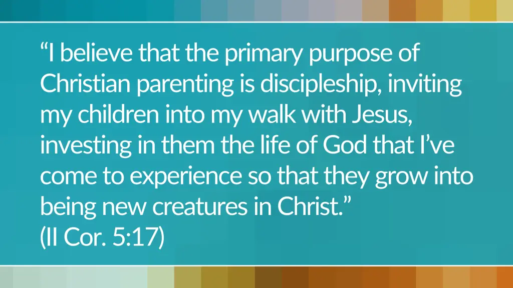 i believe that the primary purpose of christian