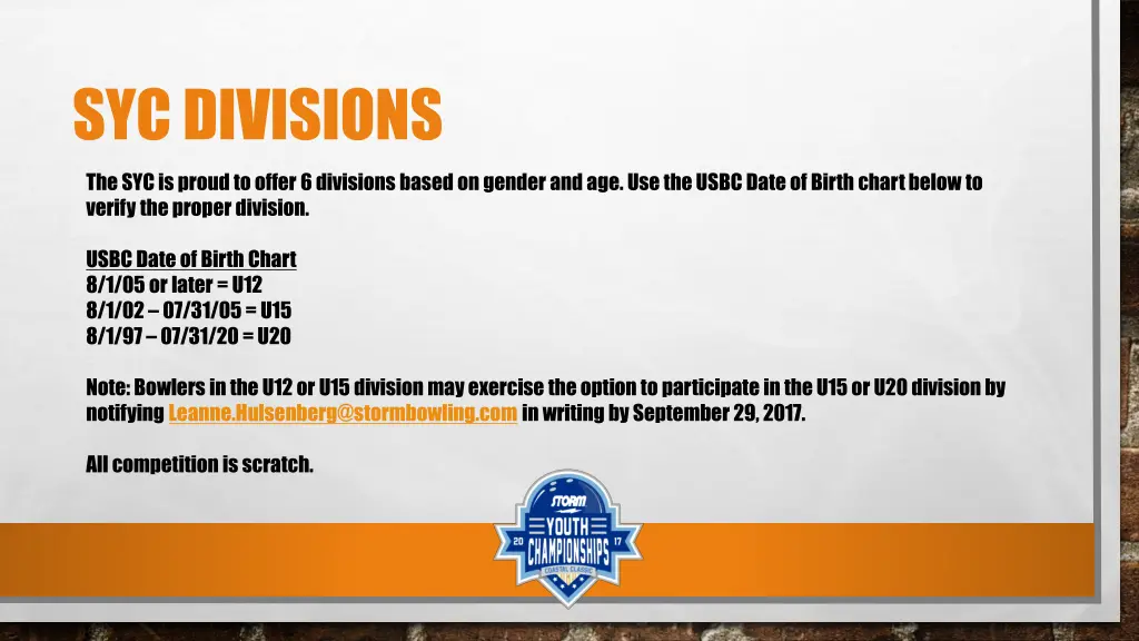 syc divisions