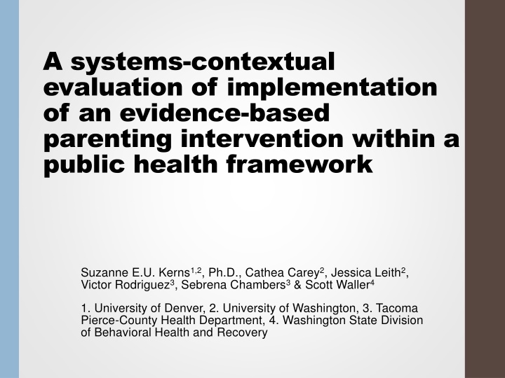 a systems contextual evaluation of implementation