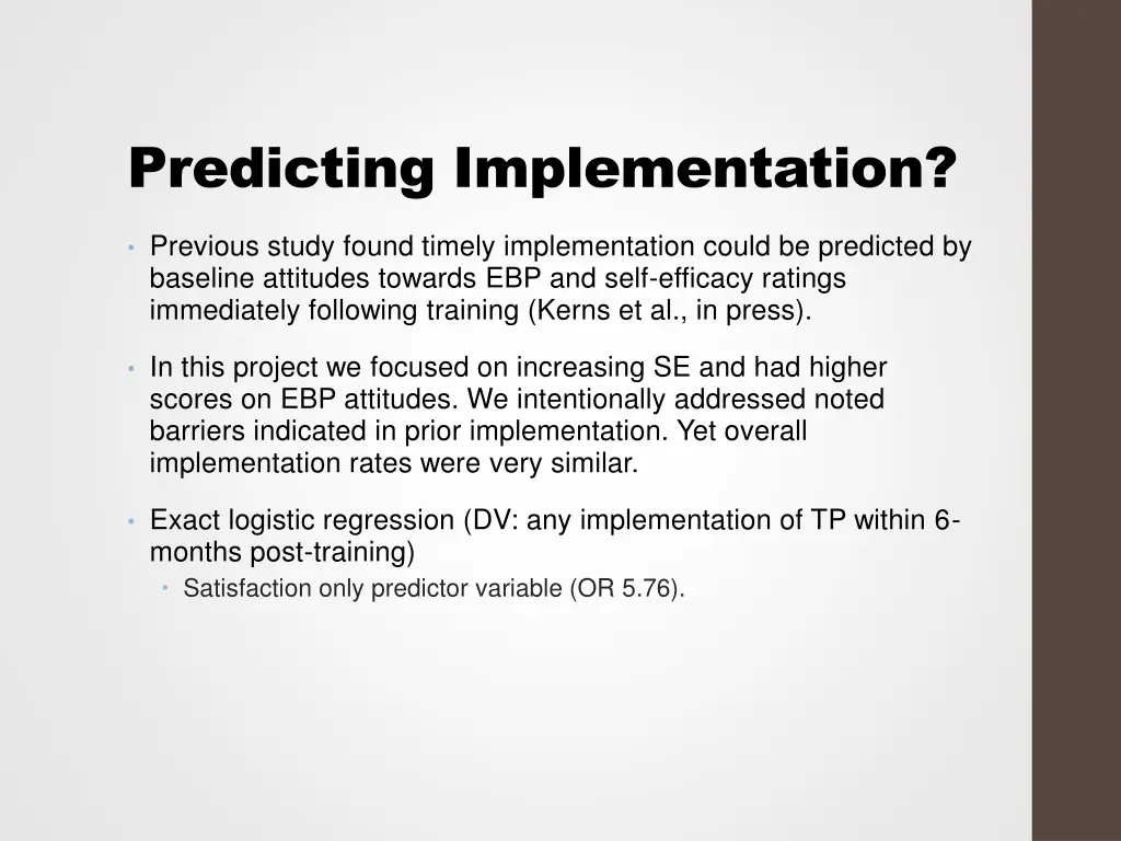 predicting implementation