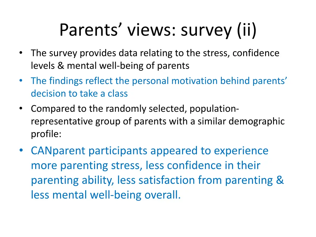 parents views survey ii