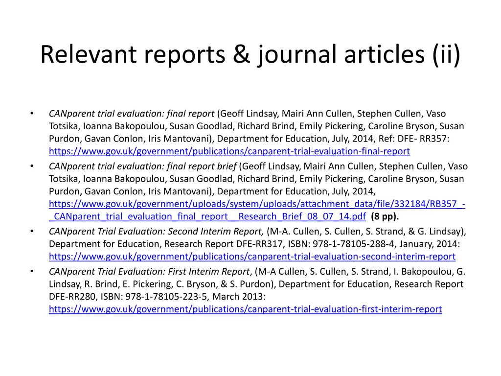 relevant reports journal articles ii
