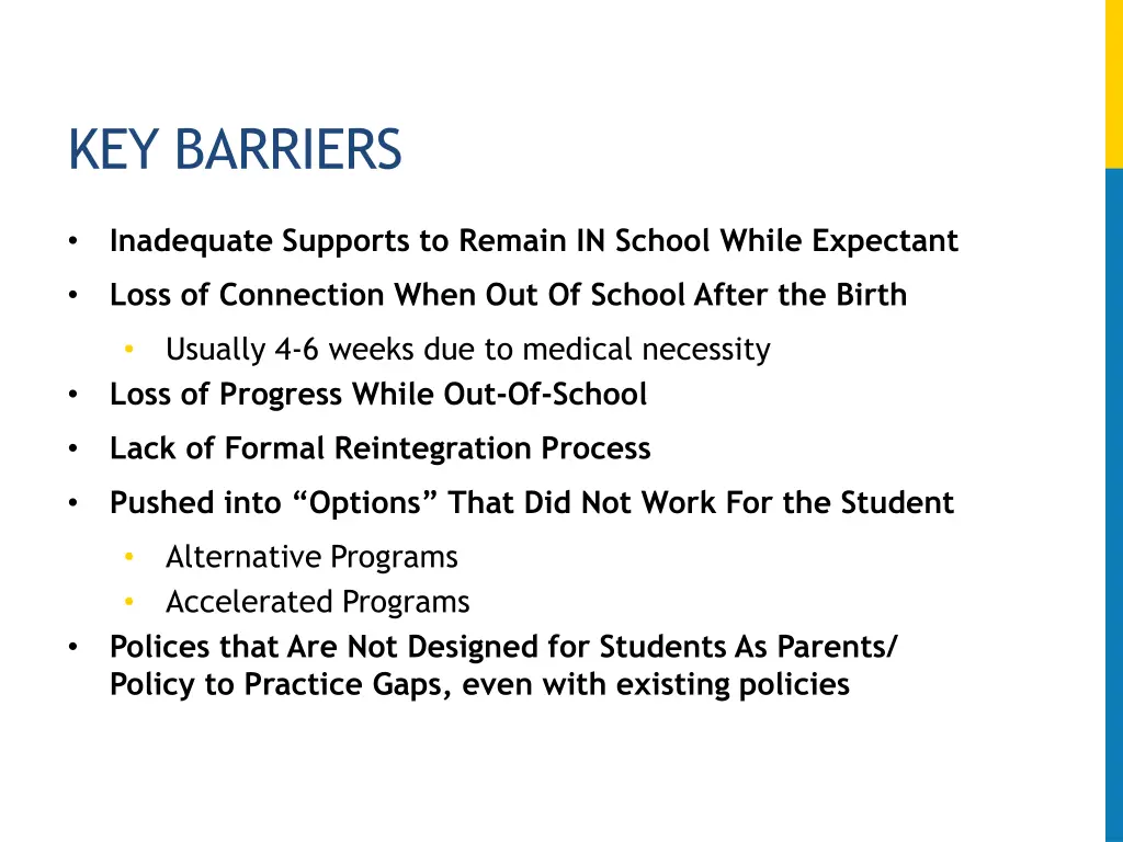 key barriers