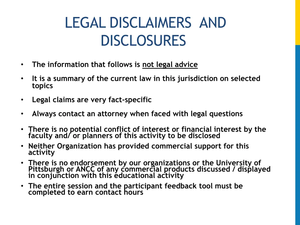 legal disclaimers and disclosures