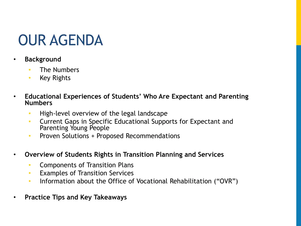 our agenda