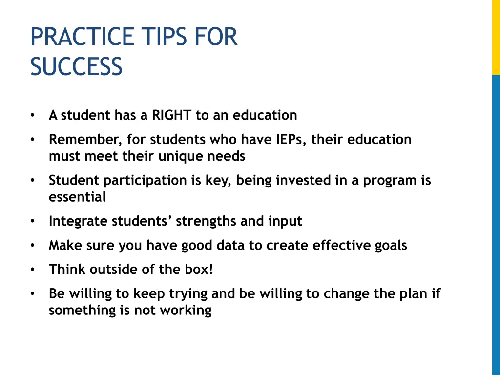 practice tips for success