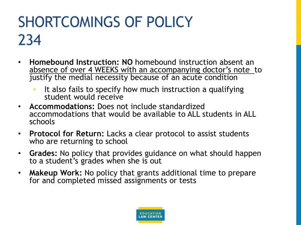 shortcomings of policy 234
