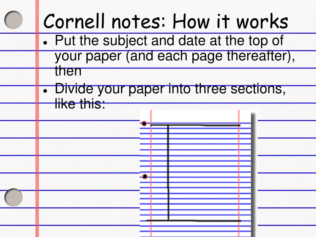 cornell notes how it works put the subject