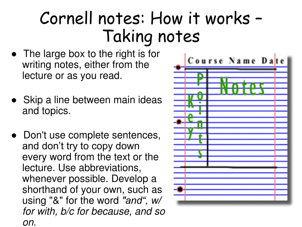 cornell notes how it works taking notes the large