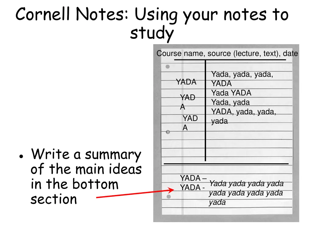 cornell notes using your notes to study 1