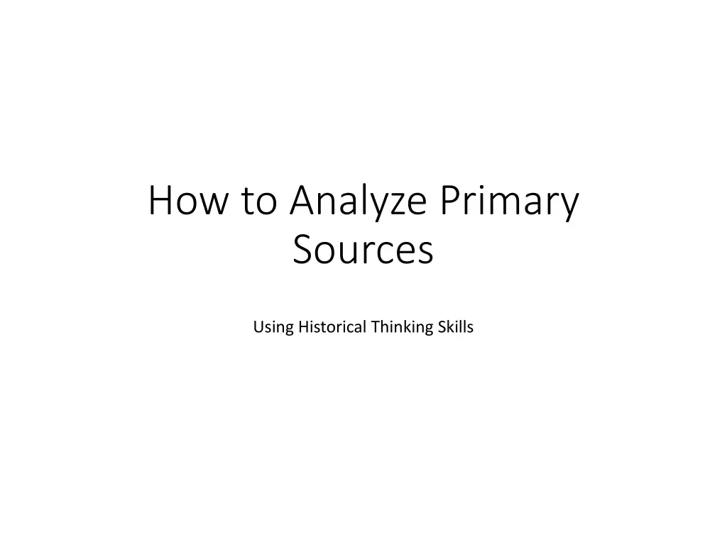 how to analyze primary sources