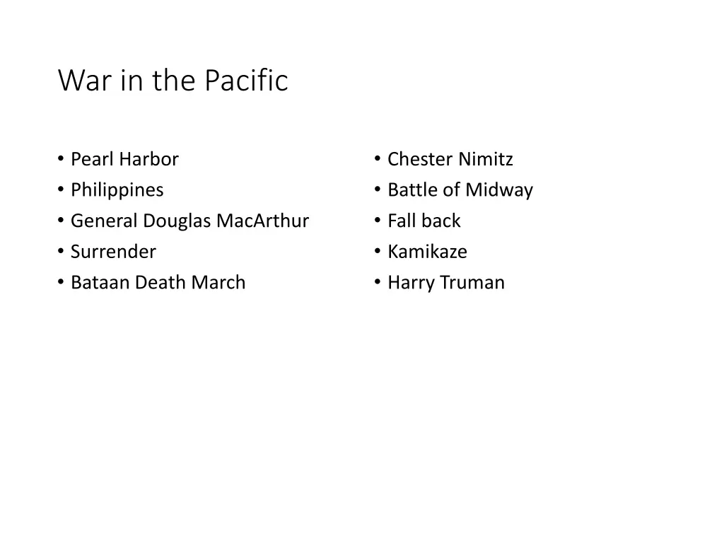 war in the pacific