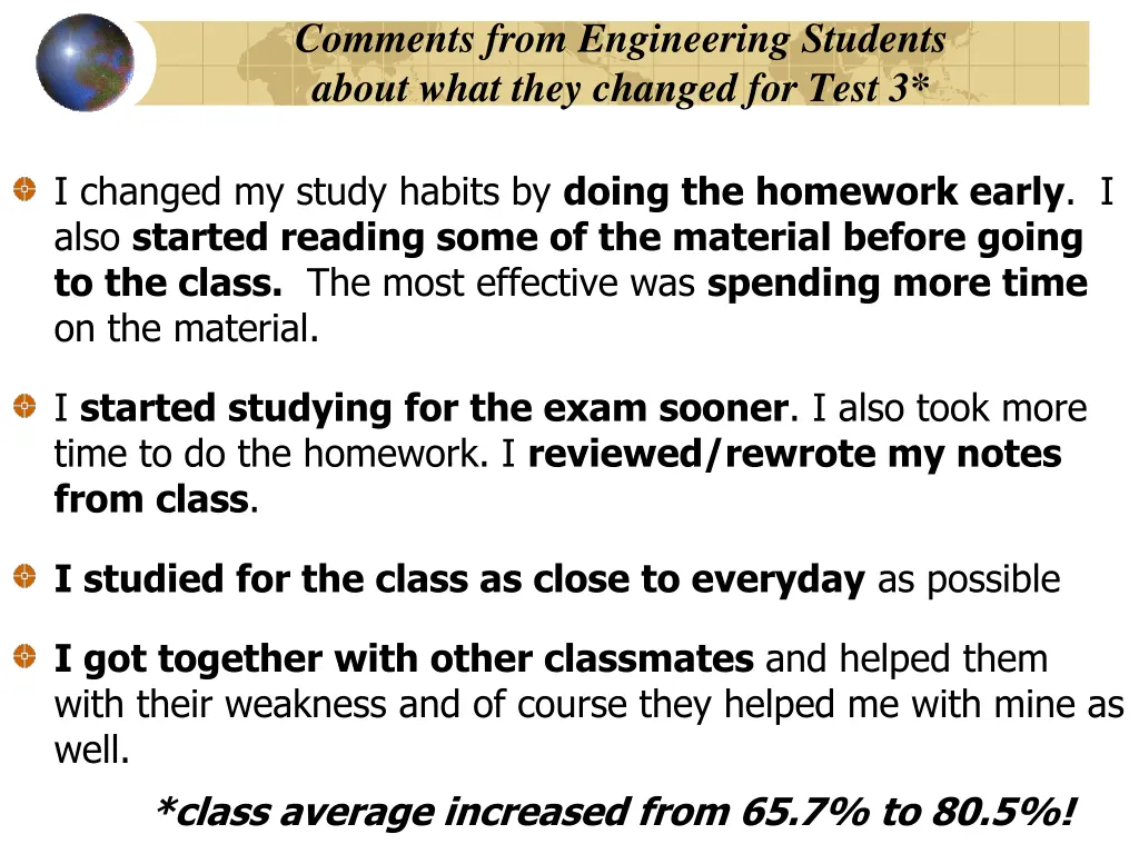 comments from engineering students about what