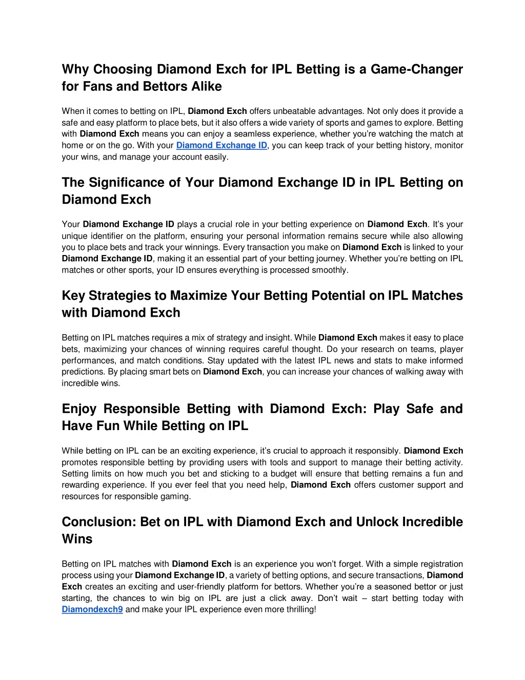 why choosing diamond exch for ipl betting