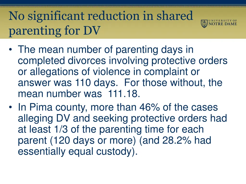 no significant reduction in shared parenting