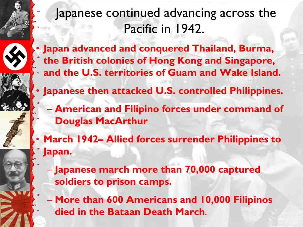 japanese continued advancing across the pacific