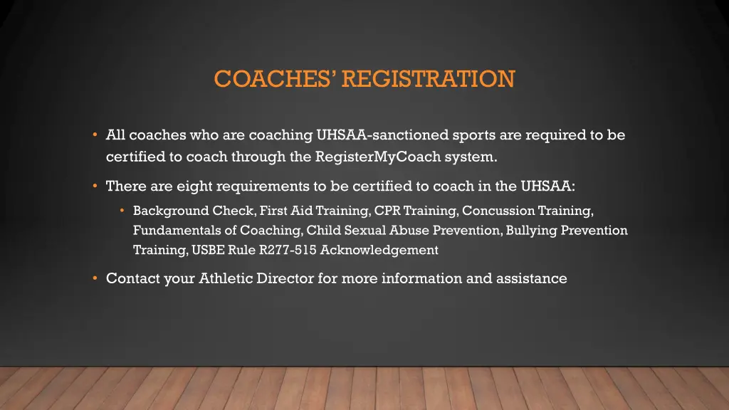 coaches registration