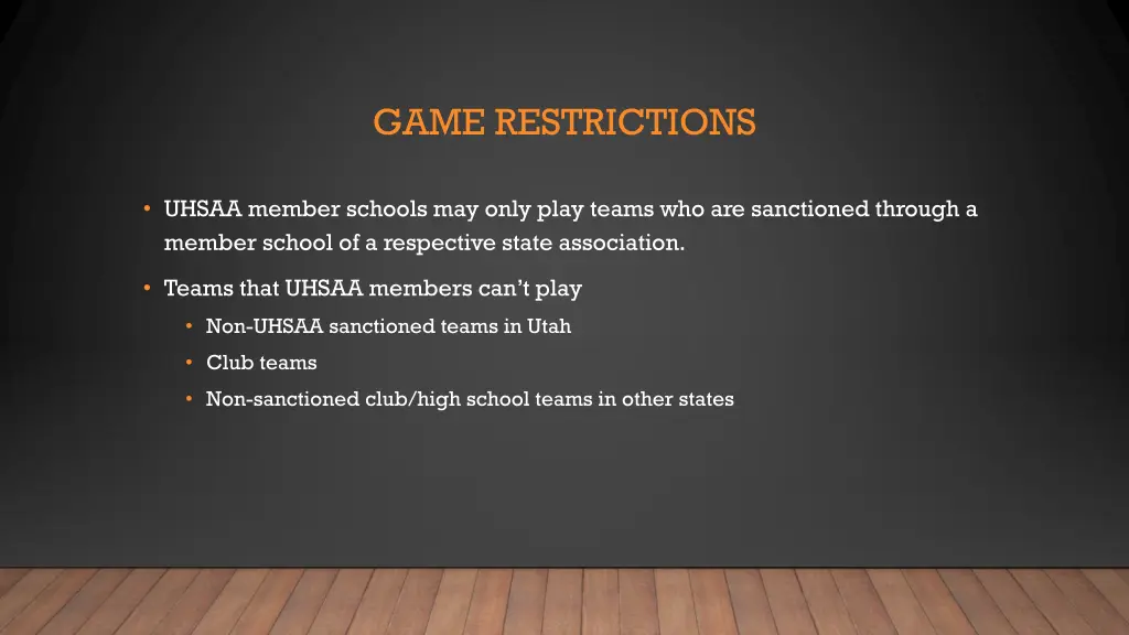 game restrictions