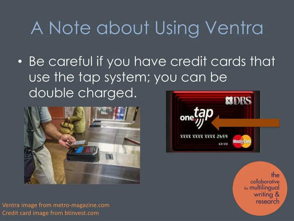 a note about using ventra