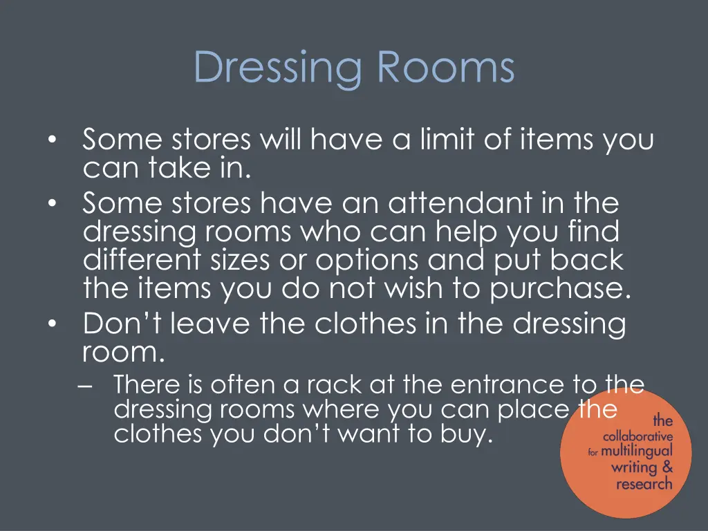 dressing rooms