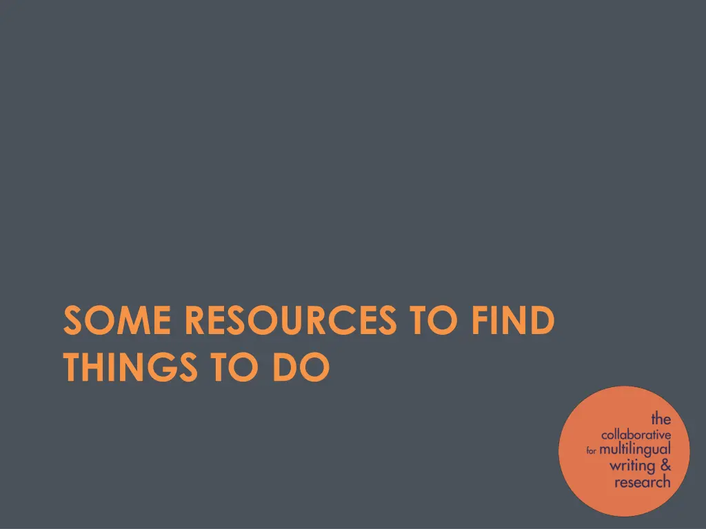 some resources to find things to do