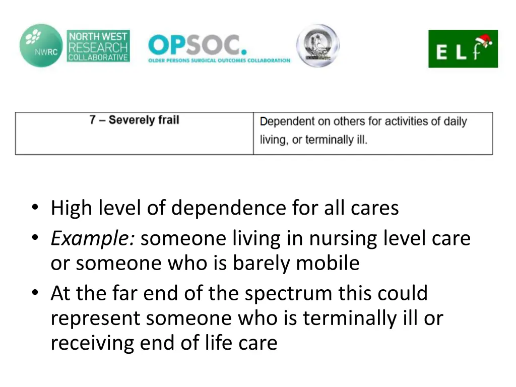 high level of dependence for all cares example