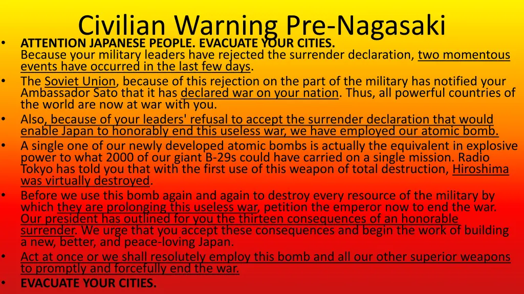 civilian warning pre nagasaki attention japanese