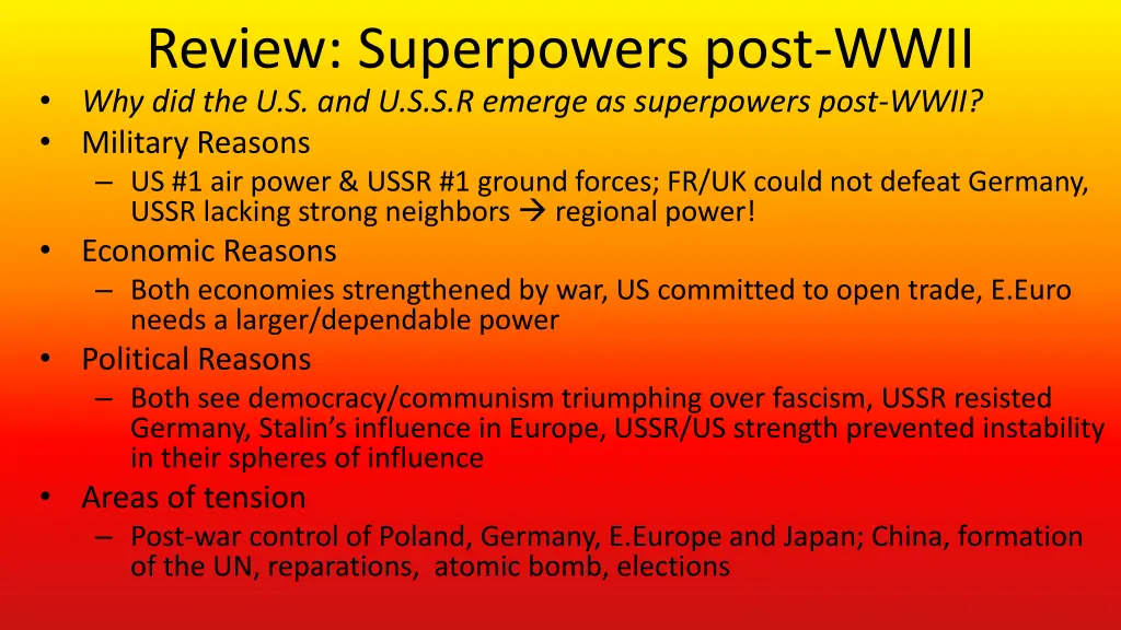 review superpowers post wwii