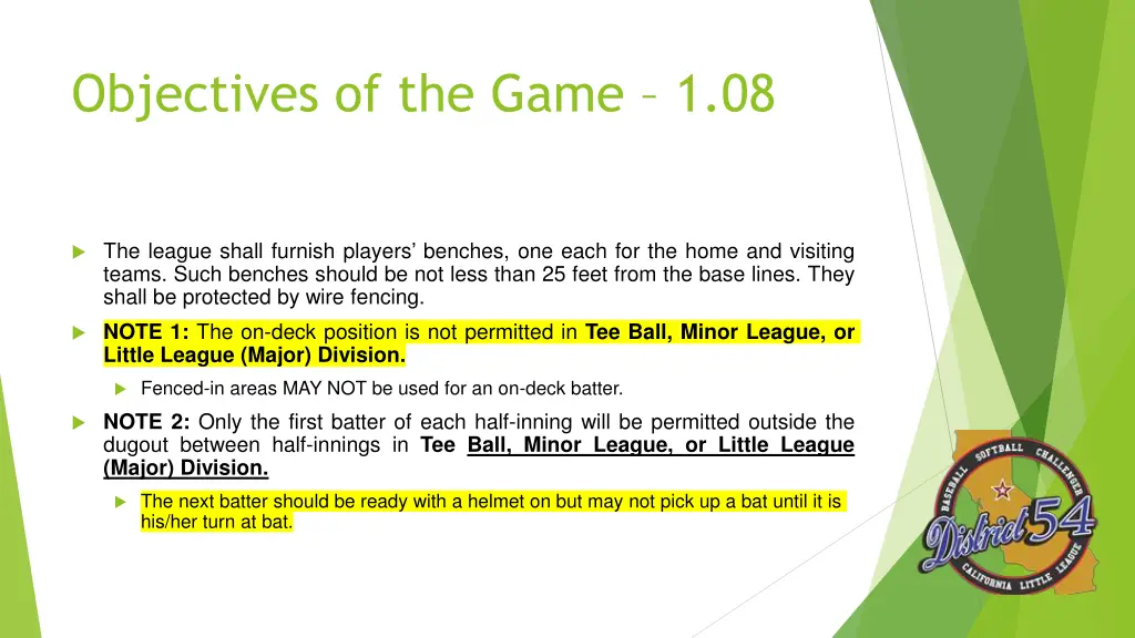 objectives of the game 1 08
