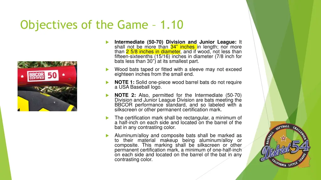 objectives of the game 1 10 1
