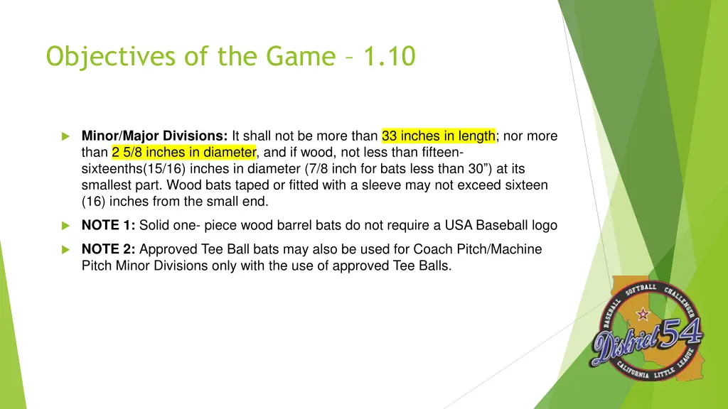 objectives of the game 1 10