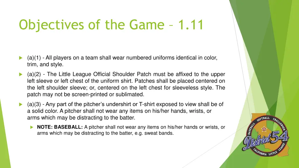 objectives of the game 1 11