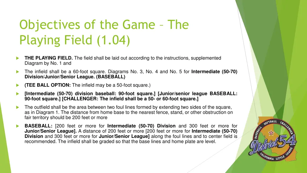 objectives of the game the playing field 1 04