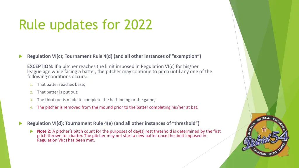 rule updates for 2022 1